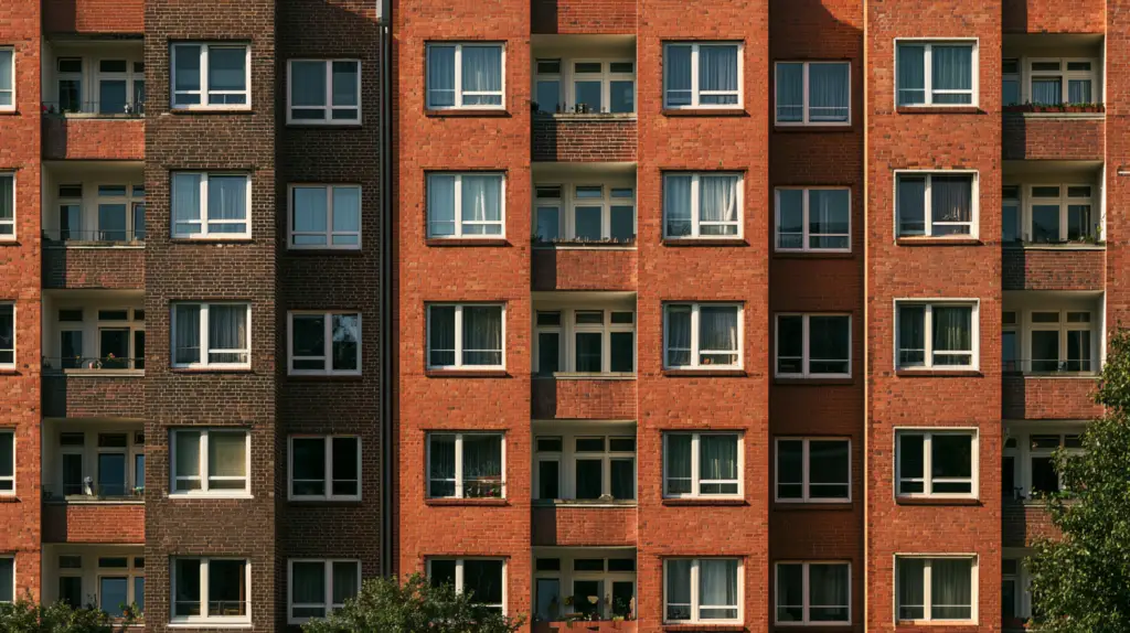 Mehrfamilienhaus mit vielen Fenstern als Mietobjekt für die Fenstersanierung